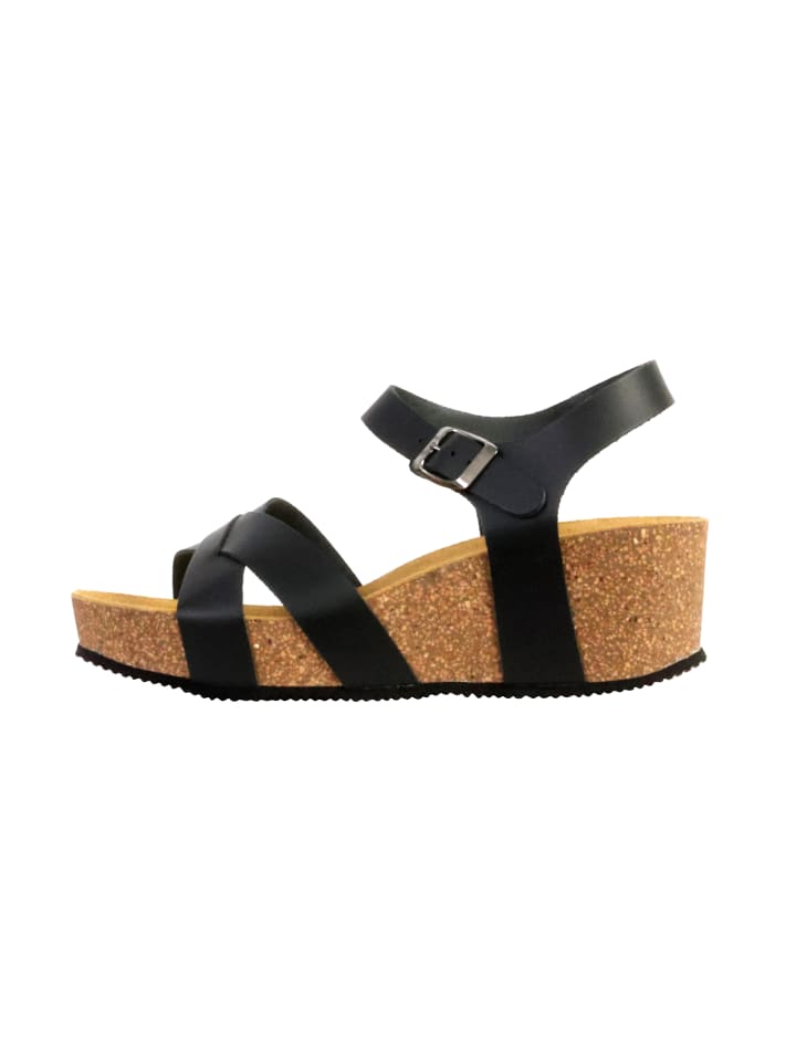 Noga Ety Edge Leder-Sandalen mit Keilabsatz Schwarz
