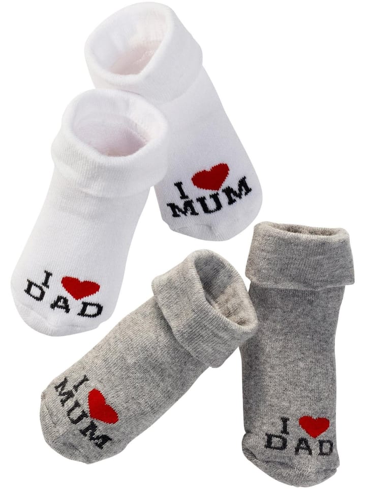 Umschlagsocken in weiß-grau