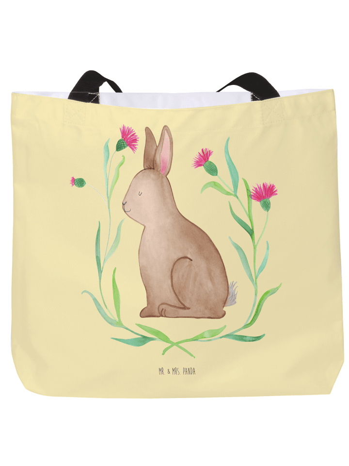 Badetasche Hase Sitzen ohne Spruch in Gelb Pastell