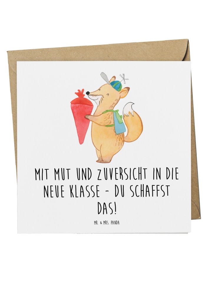 Faltkarte Erster Schultag Mut und Zuversicht mi... in Weiß