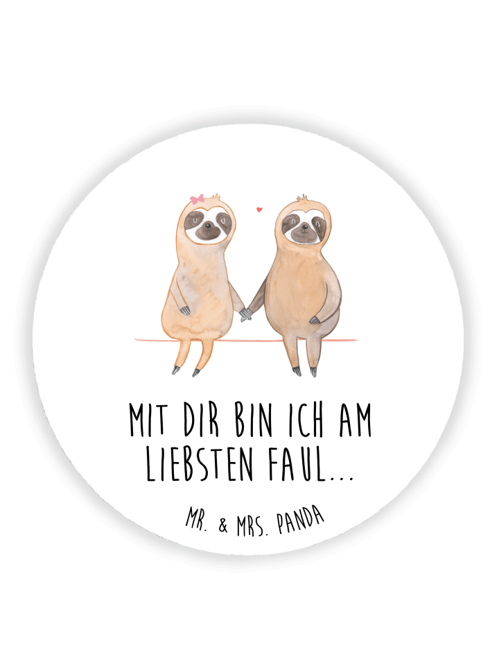 Magnet Faultier Pärchen mit Spruch in Weiß