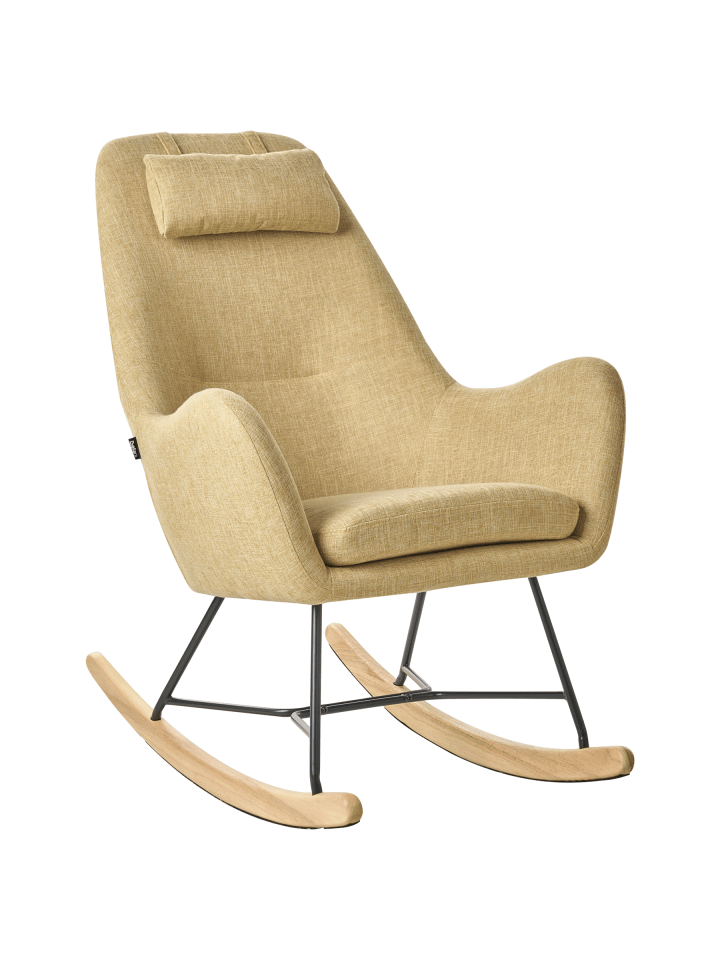 Schaukelsessel ARRIE in Gelb/Schwarz/Braun - (W) 48 x (H) 116 x (L) 92 cm