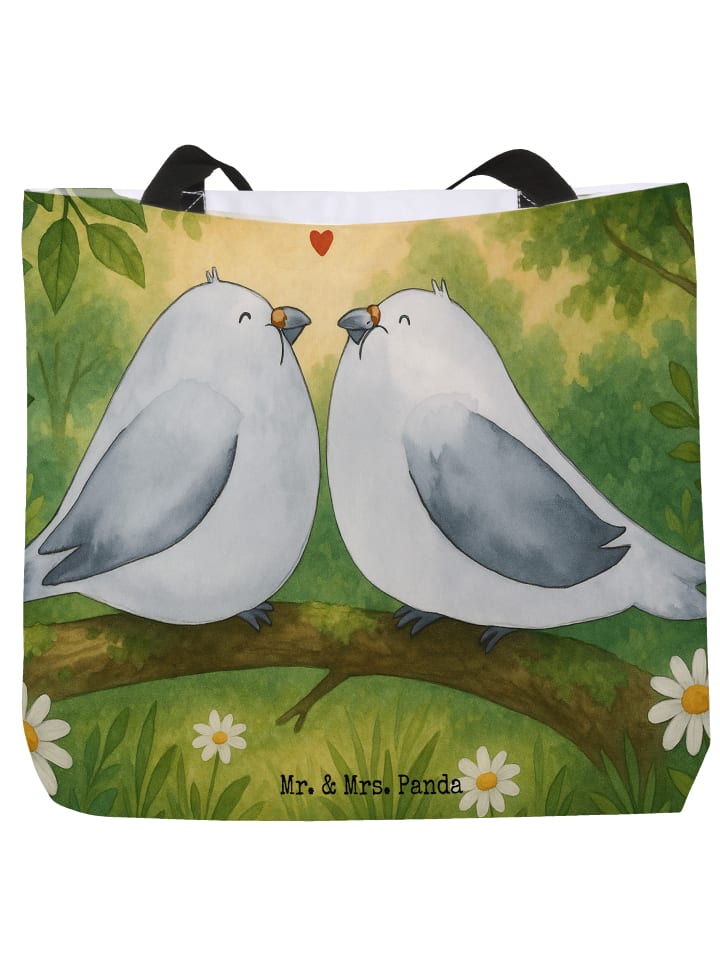 Strandtasche Turteltauben Liebe Design ohne Spruch in Weiß