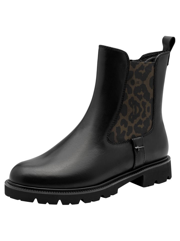 WIDE FIT Chelsea Boot in BLACK/LEO