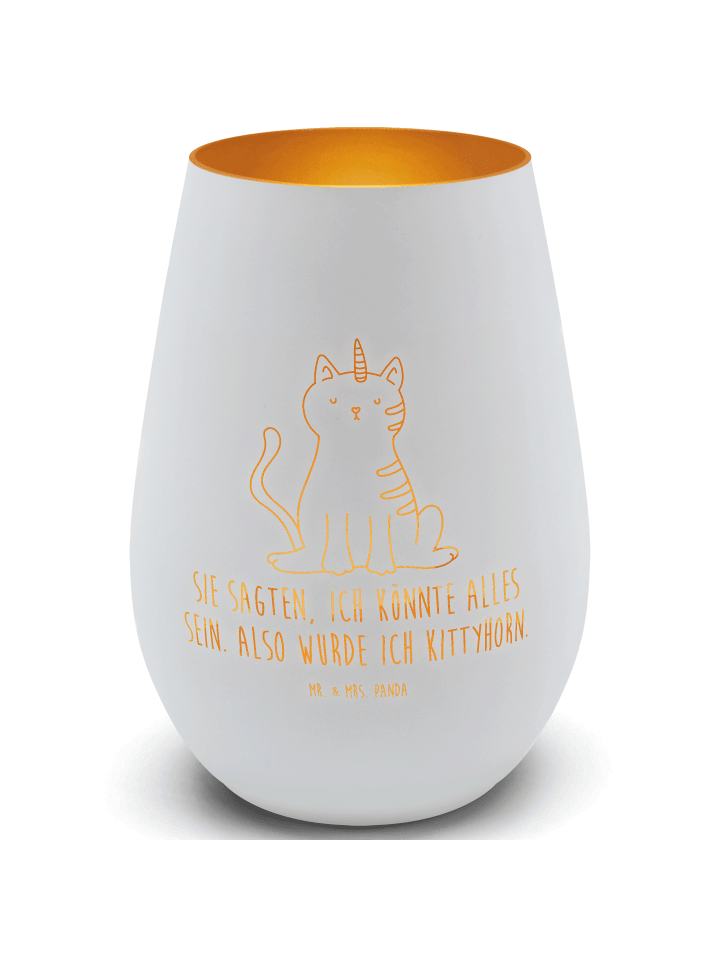 Kerzenglas Einhorn Katze mit Spruch in Weiß