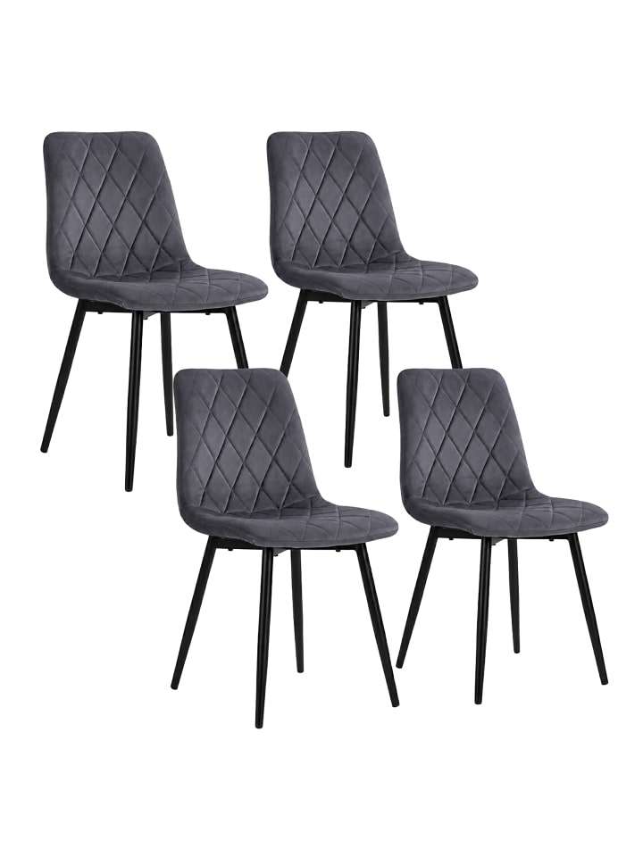 4 x Esszimmerstuhl in Anthrazit - (B)43 x (H)86 x (T)53,5 cm