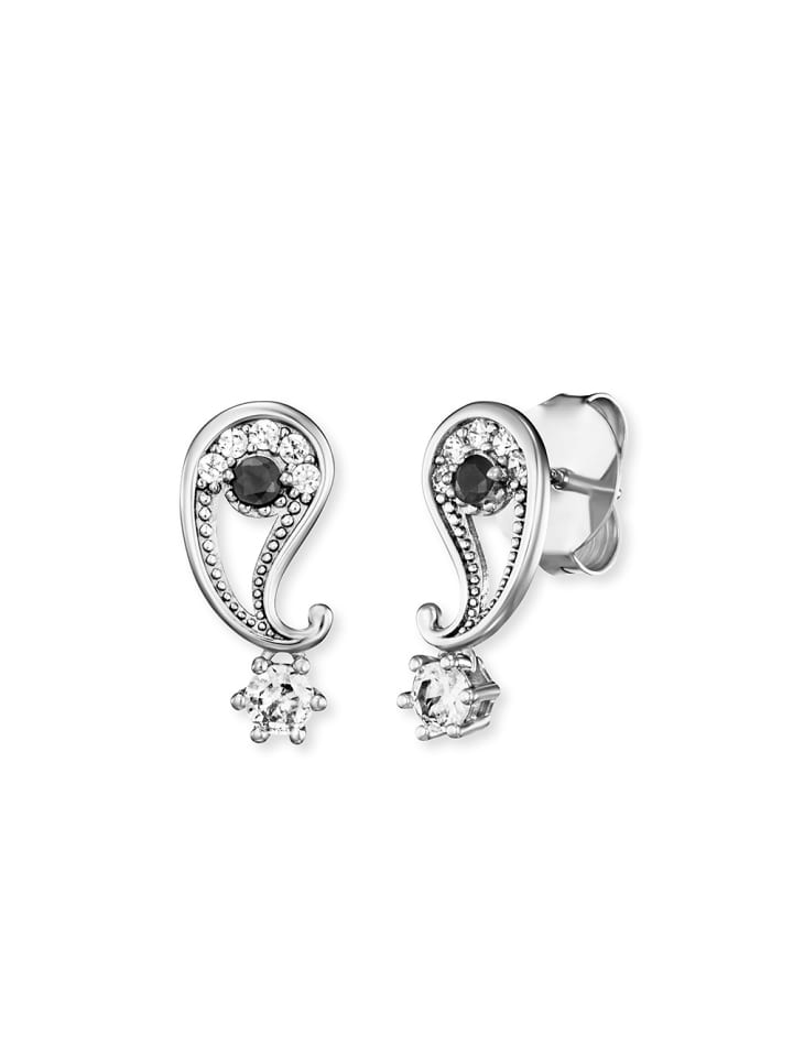 Sterling Silber schwarz Zirkonia Damenohrstecker