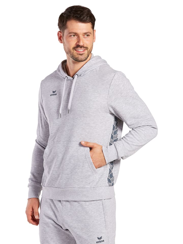 Herren Essential Team Kapuzensweat in hellgrau melange/slate grey