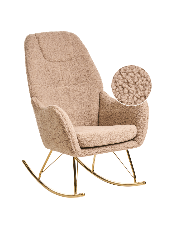 Schaukelsessel GULSELE in Beige/Gold - (W) 70 x (H) 105 x (L) 95 cm