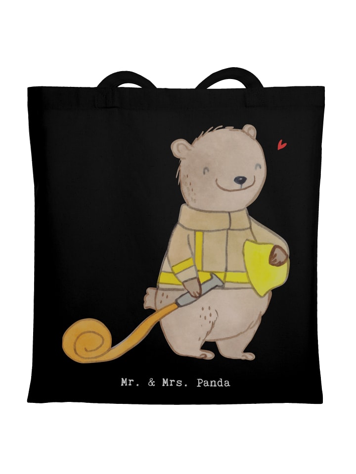 Tote Bag Bär Freiwillige Feuerwehr ohne Spruch in Schwarz