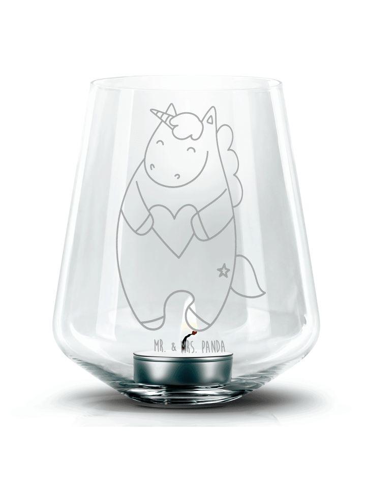 Teelichthalter Einhorn Herz ohne Spruch in Transparent