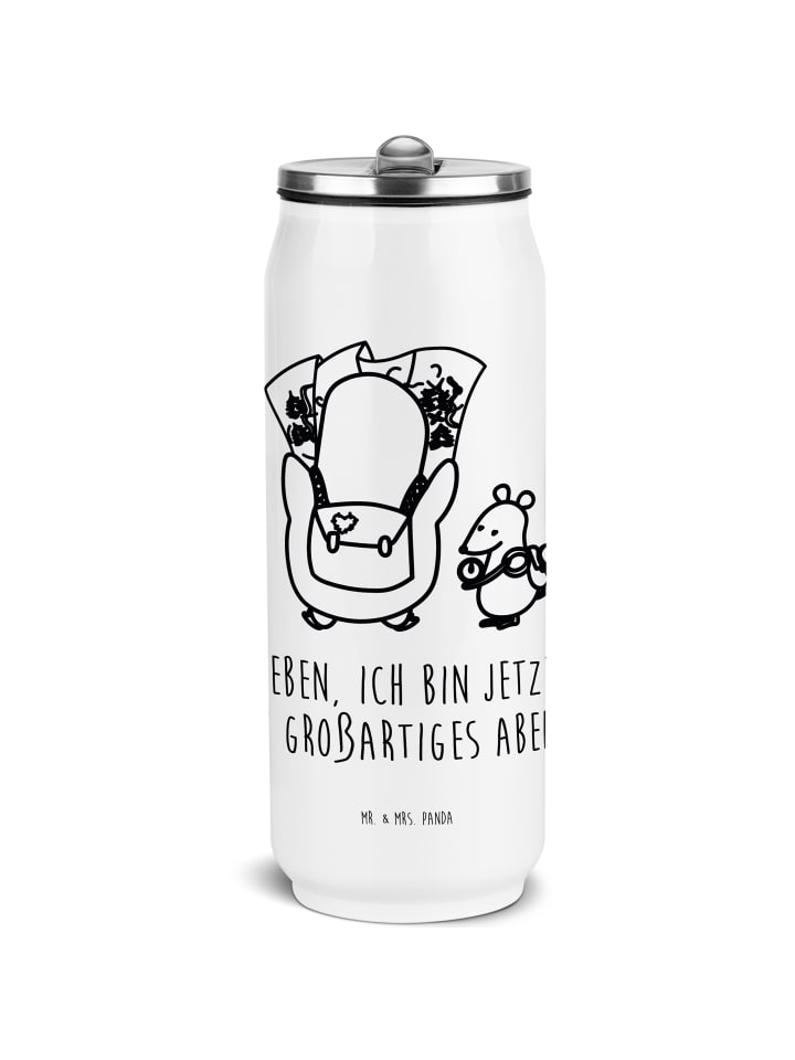 Thermosbecher Pinguin & Maus Wanderer mit Spruch in Weiß