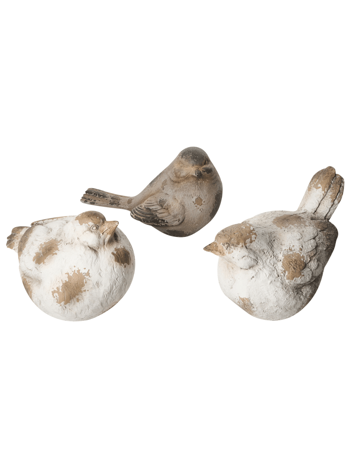 3er-Set Gartenfigur ANGHIARI in Beige/Weiß