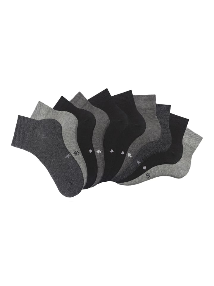 Kurzsocken in schwarz, anthrazit meliert, grau meliert