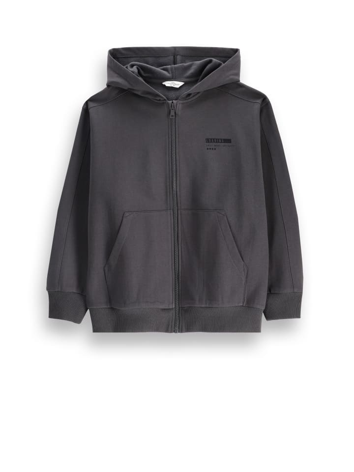 Gefütterte Kapuzenjacke mit Reißverschluss in schwarzgrau
