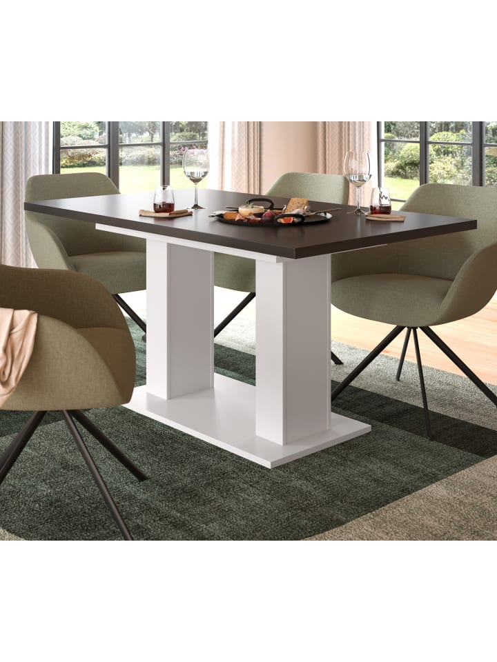 Esstisch weiß, grau, Küchentisch ausziehbar 150 - 190 cm