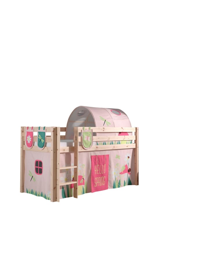 KINDERBETT Karolina 210x114x106 Massivholz Natur Textilset Spring 4