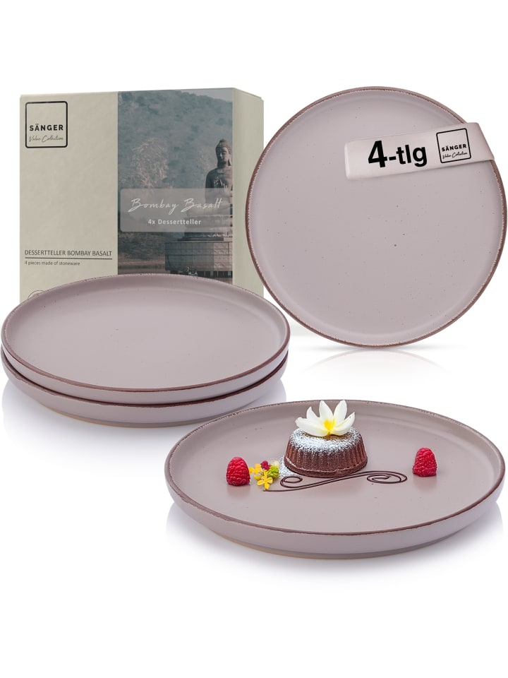 Dessertteller Bombay Basalt - 4 teilig aus Steingut