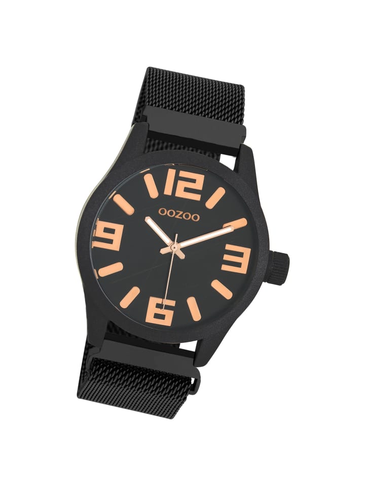 Analog-Armbanduhr Oozoo Timepieces schwarz groß (ca. 41mm)