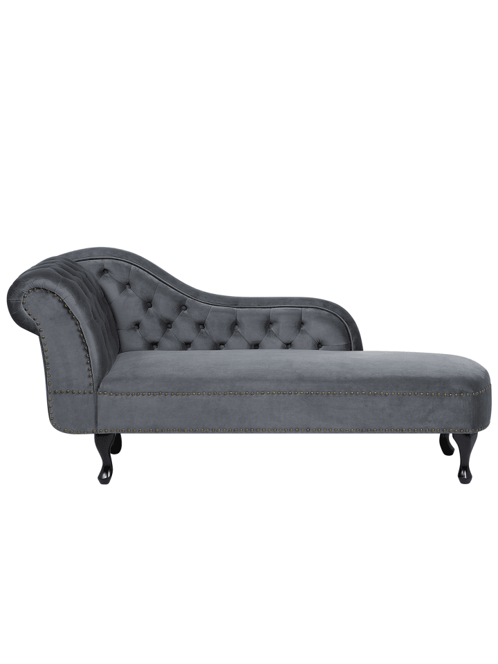 Chaiselongue NIMES in Grau/Schwarz - (W) 169 x (H) 79 x (L) 65 cm linksseitig