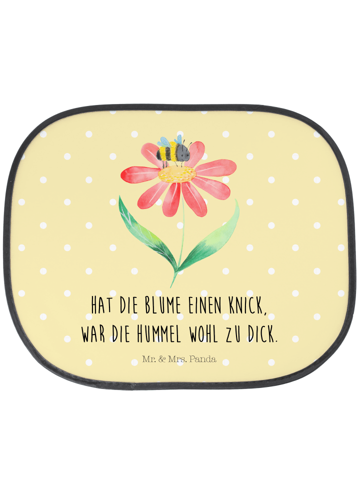 Sonnenblende Auto Hummel Blume mit Spruch in Gelb Pastell