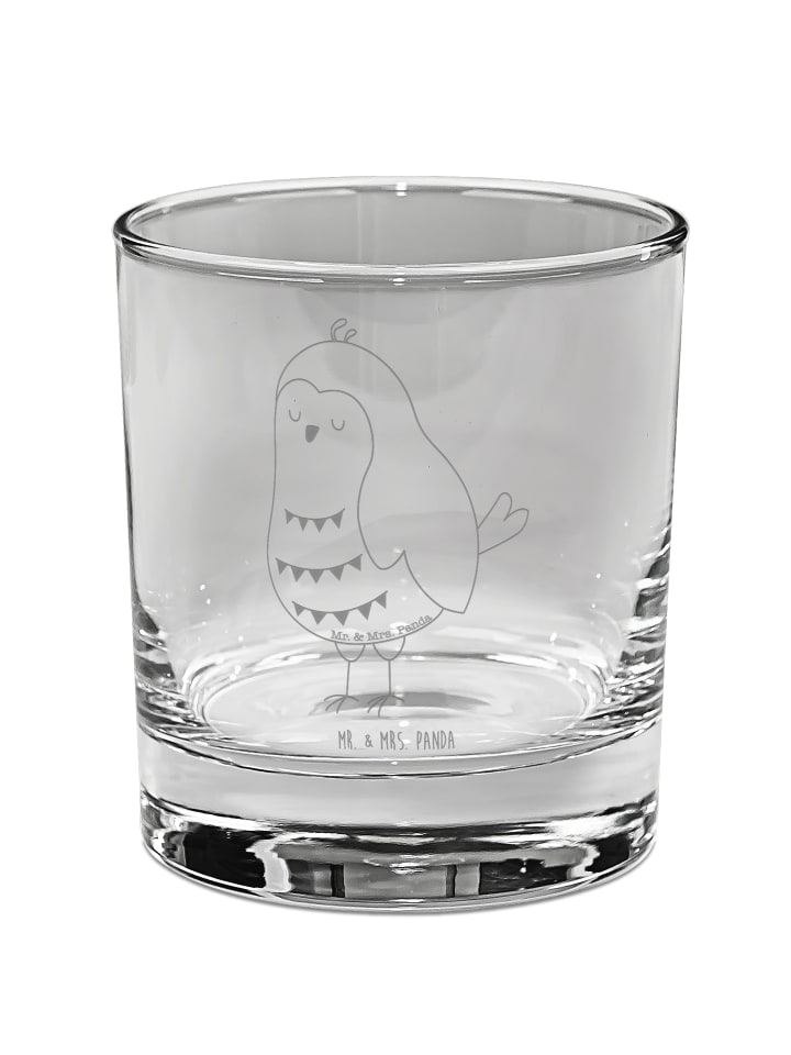 Glas Eule Zufrieden ohne Spruch in Transparent