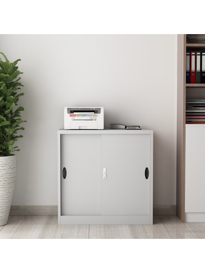 Aktenschrank Rieti in Grau (L)90cm (B)40cm (H)90cm