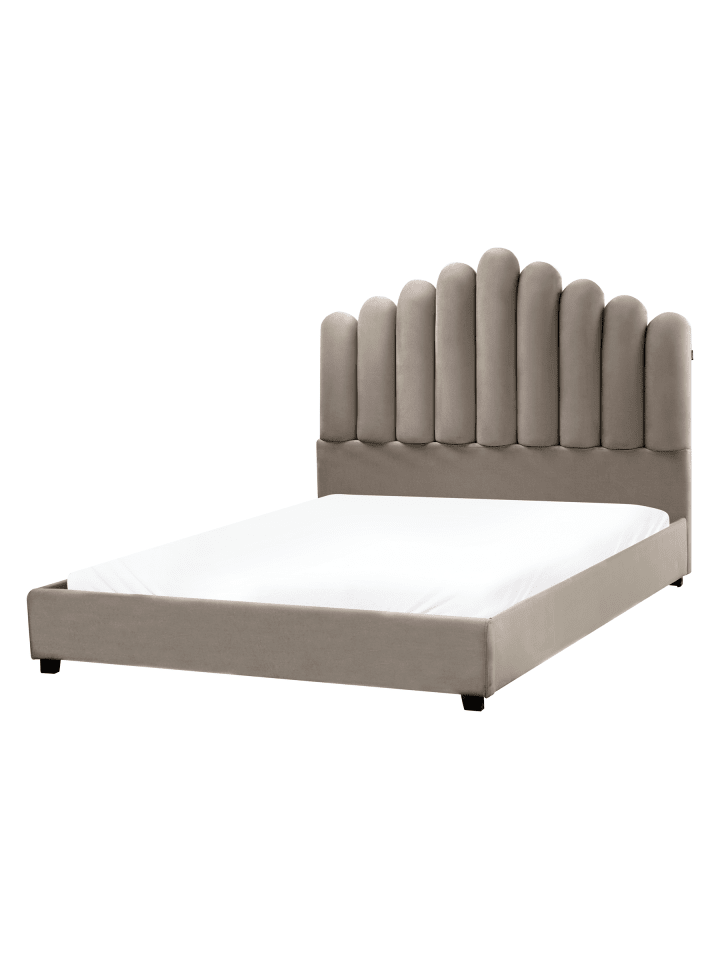 2-tlg Doppelbett VINCENNES in Beige/Schwarz