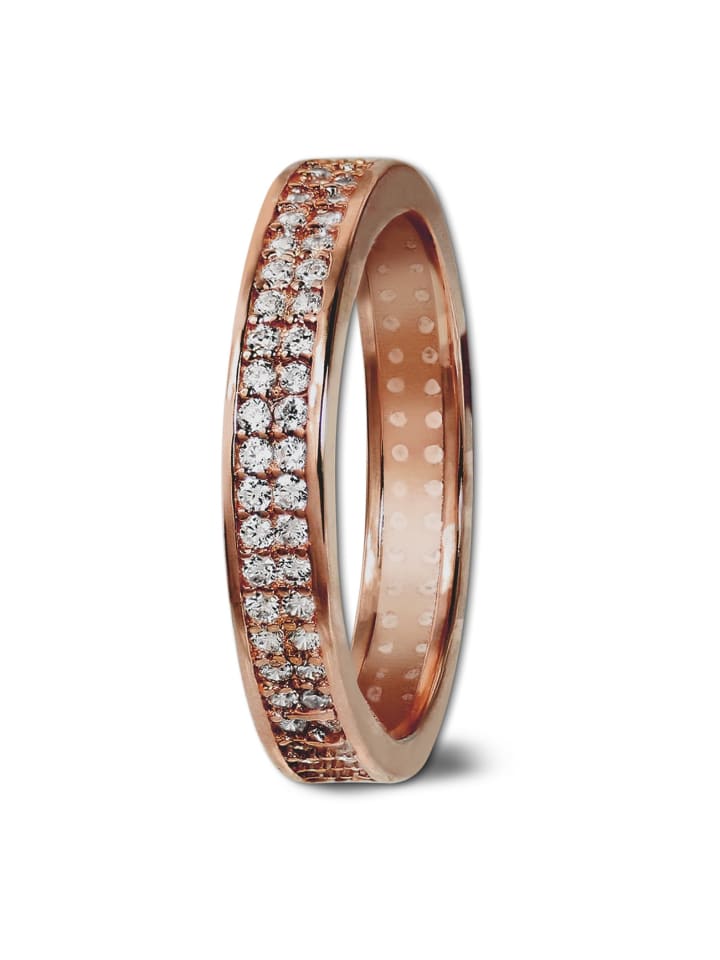 333 Rosegold - 8 Karat Damen Ringe 2-reihig Zirkonia Fingerring  56 (17,8)