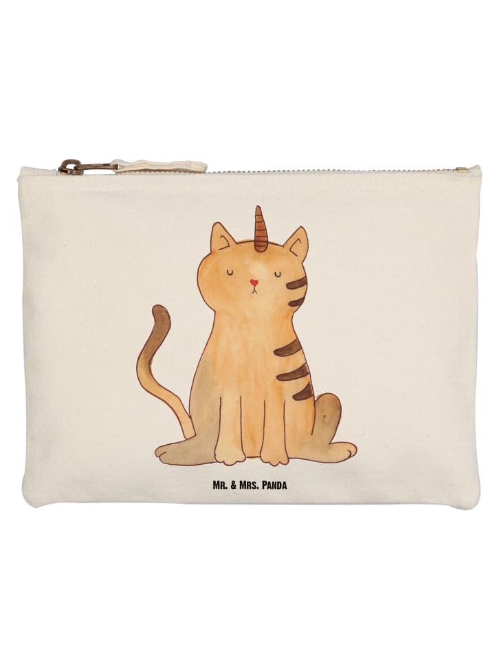 Waschtasche Einhorn Katze ohne Spruch in Weiß
