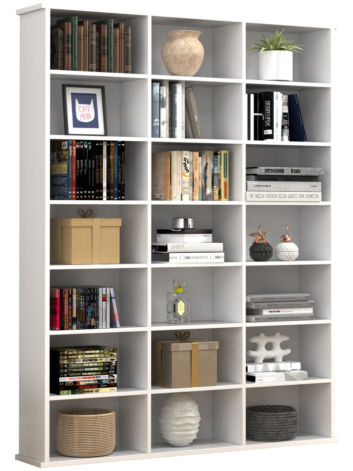 Holz CD DVD Standregal Bücherregal Regal Megosa M in Weiß