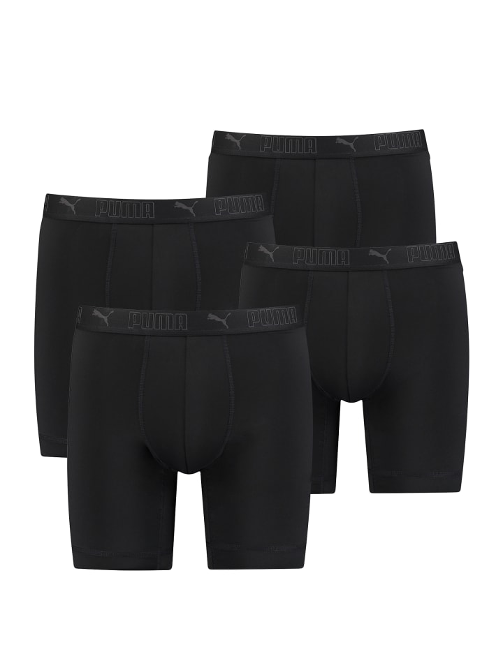 Boxershorts PUMA SPORT MICROFIBER LONG BOXER 4P in Black