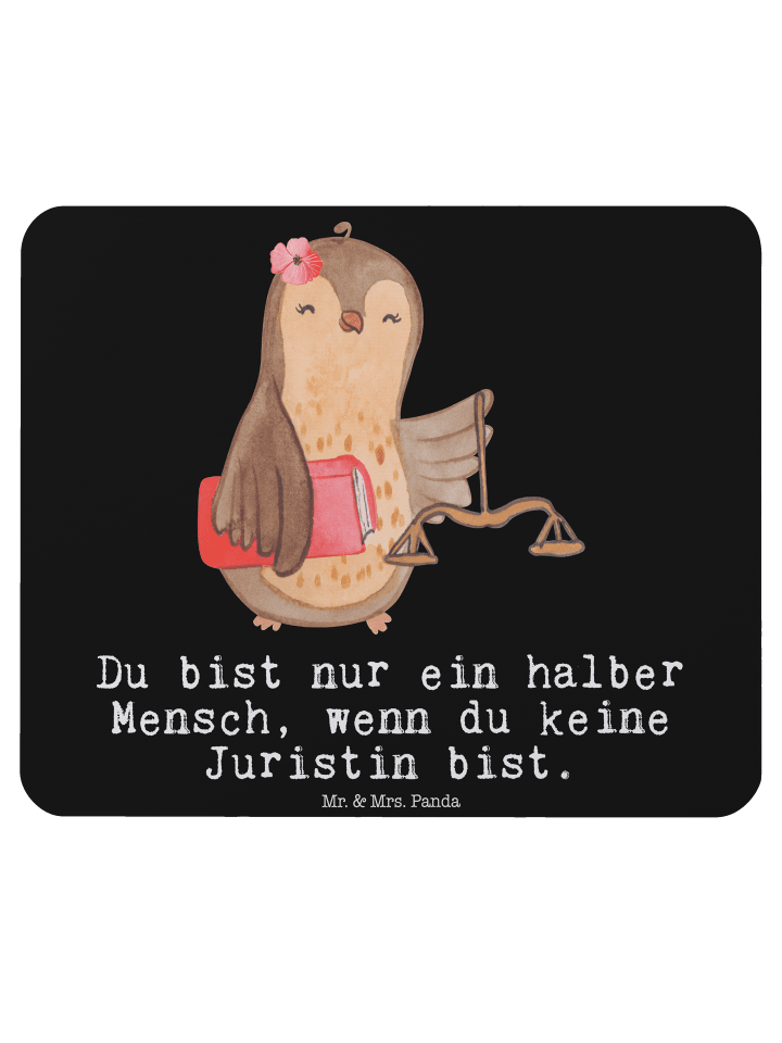 Mouse Pad Juristin Herz mit Spruch in Schwarz