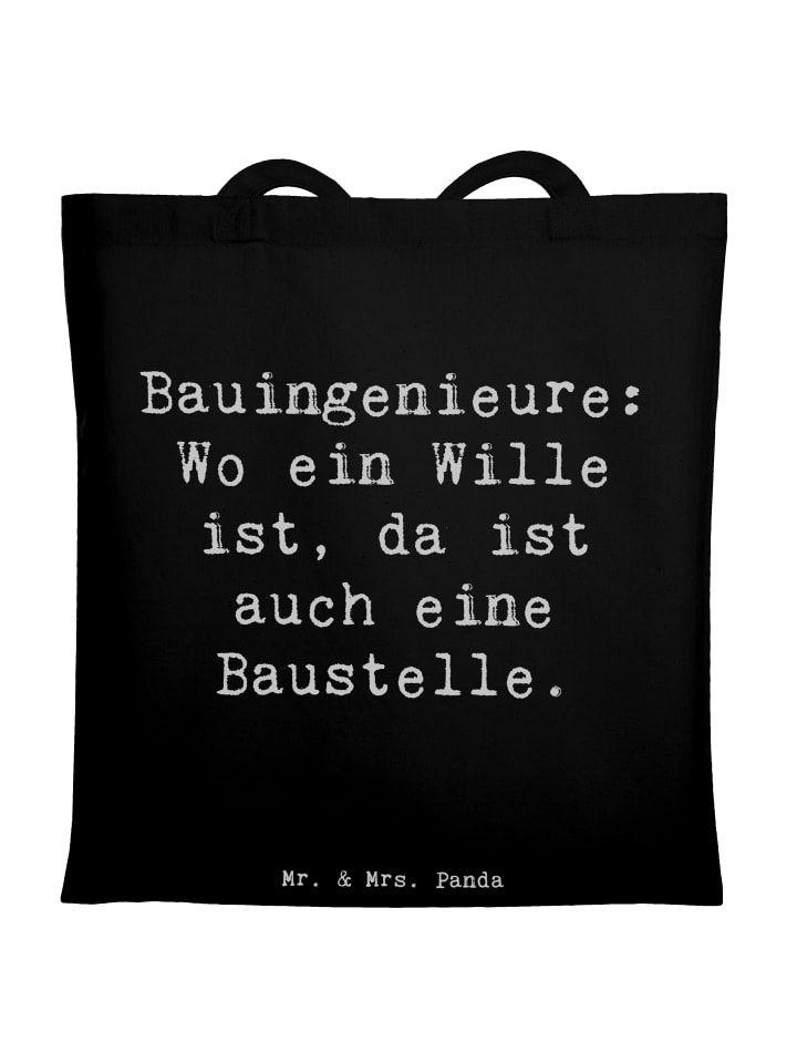 Tote Bag Spruch Bauingenieur Wille mit Spruch in Schwarz
