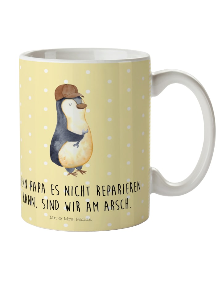Kaffeetasse Wenn Papa es nicht reparieren kann,... in Gelb Pastell