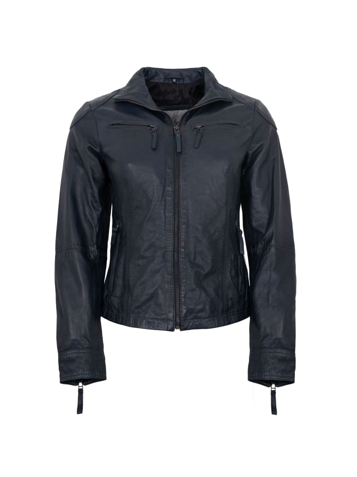 Lederjacke Lammnappa in Navy