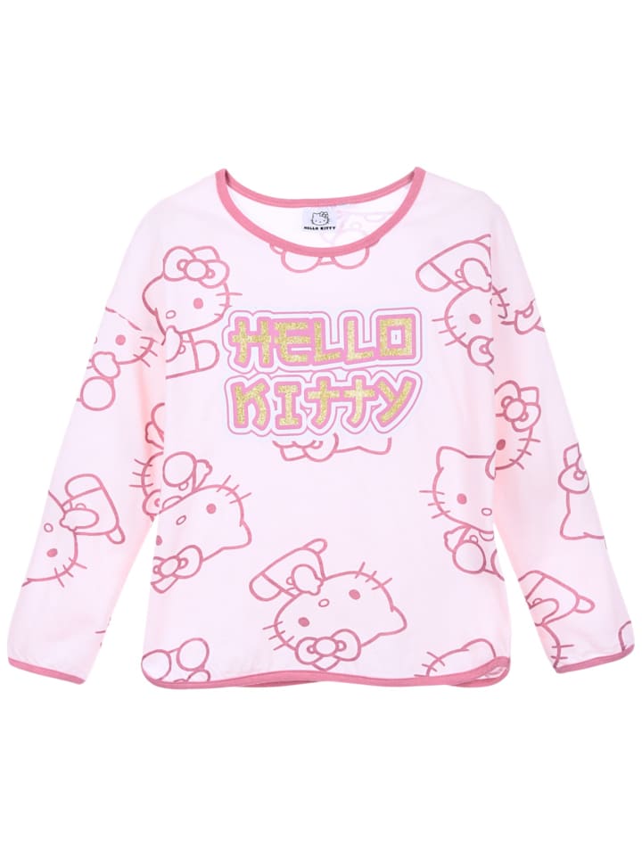 Langarmshirt Hello Kitty mit Glitzer in Rosa