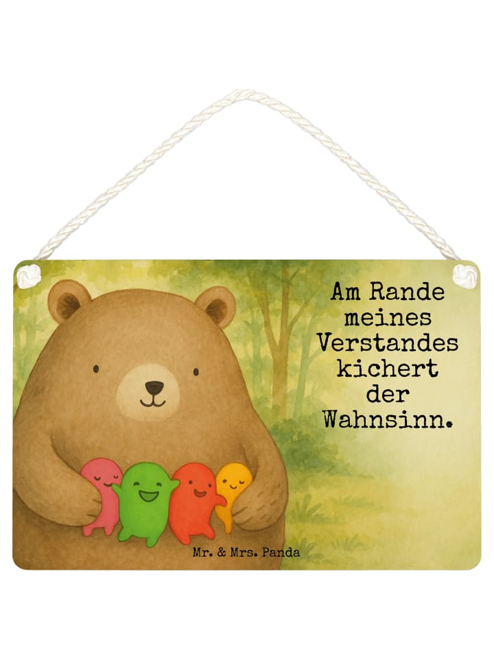 Holzbild Bär Gefühl Design mit Spruch in Weiß