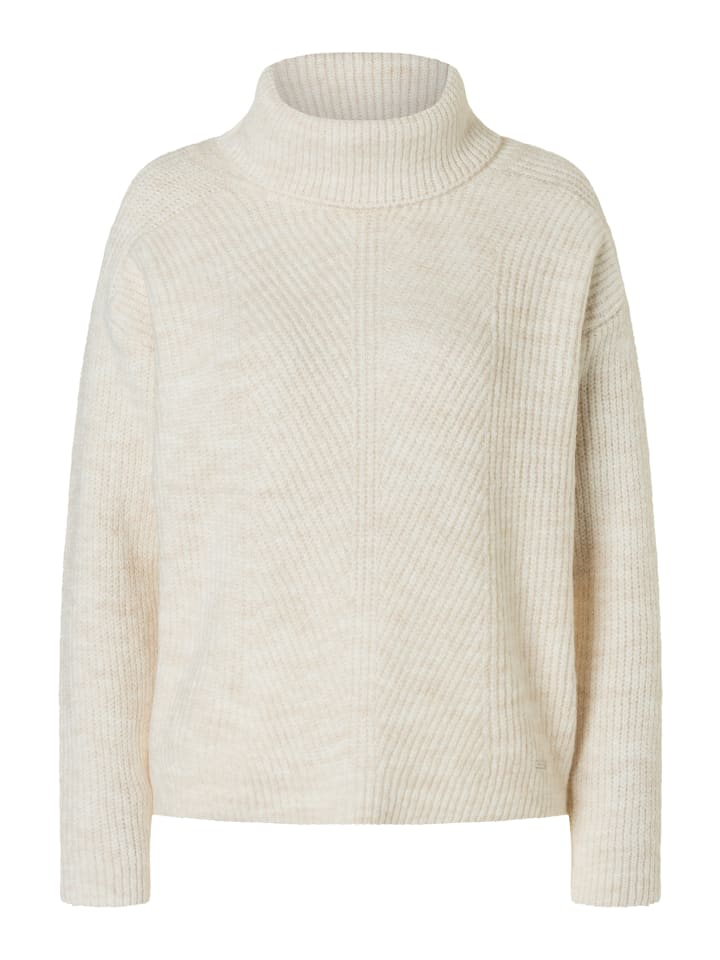 Rollkragenpullover mit Rippenstruktur in powder creme melange