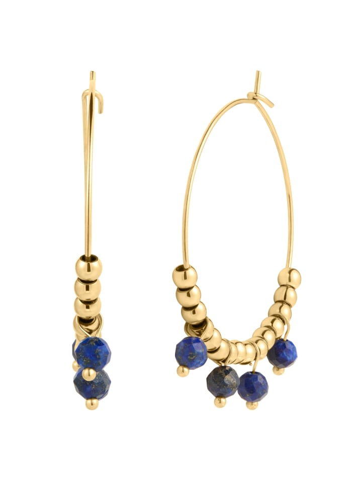 Creolen aus Edelstahl mit Lapislazuli in gelbgold
