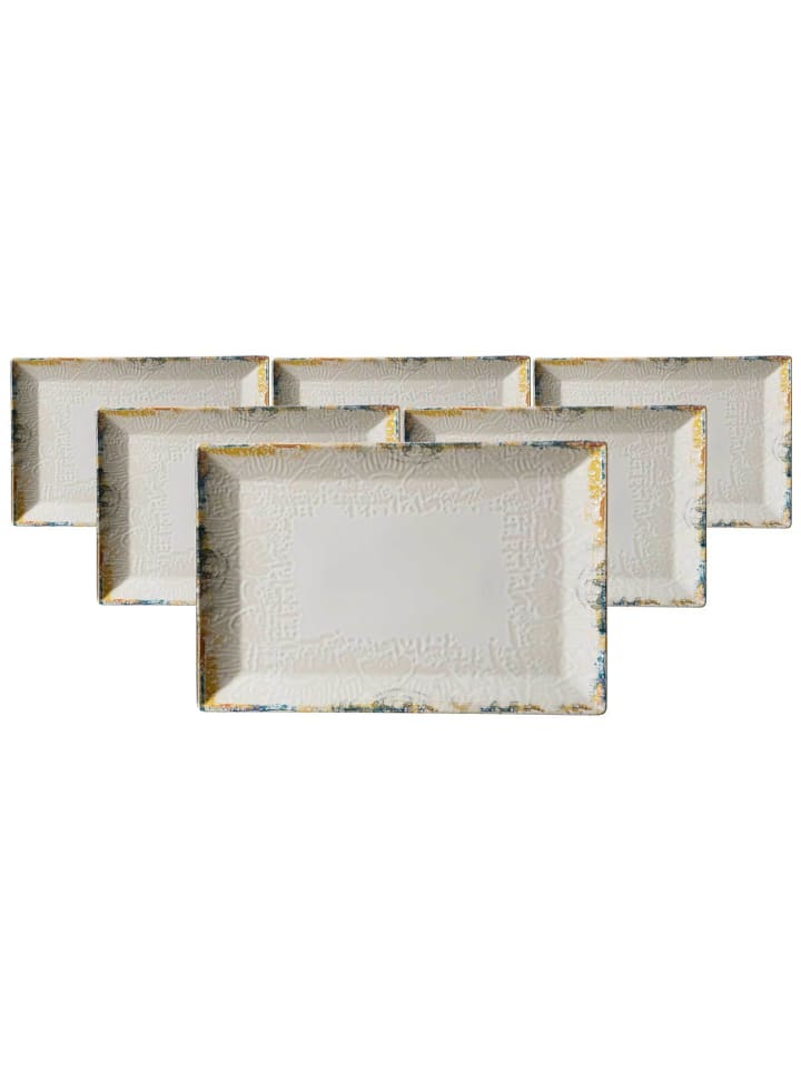 6er Set Servierplatten Alfonso in Beige 34 x 23 cm