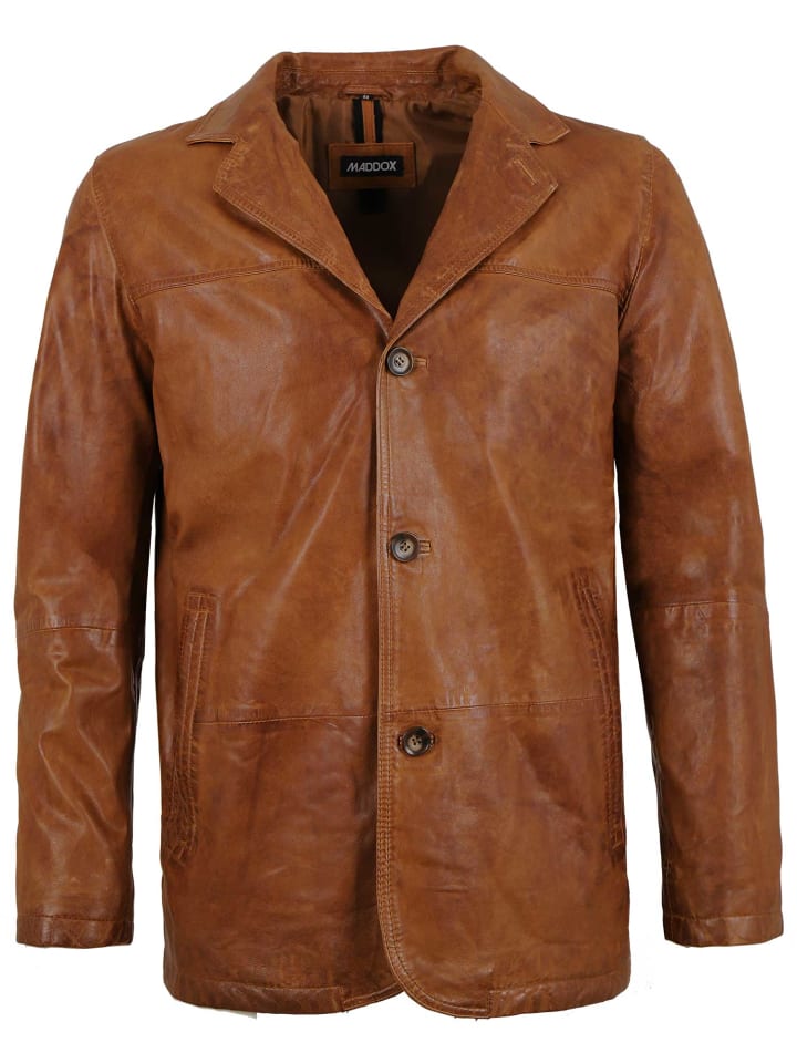 Lederjacke Sakko Lammnappa in Cognac