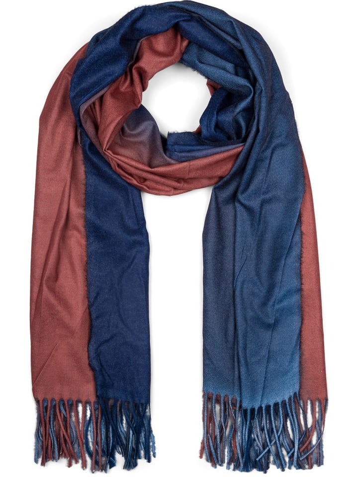 Schal in Cognac-Dunkelblau