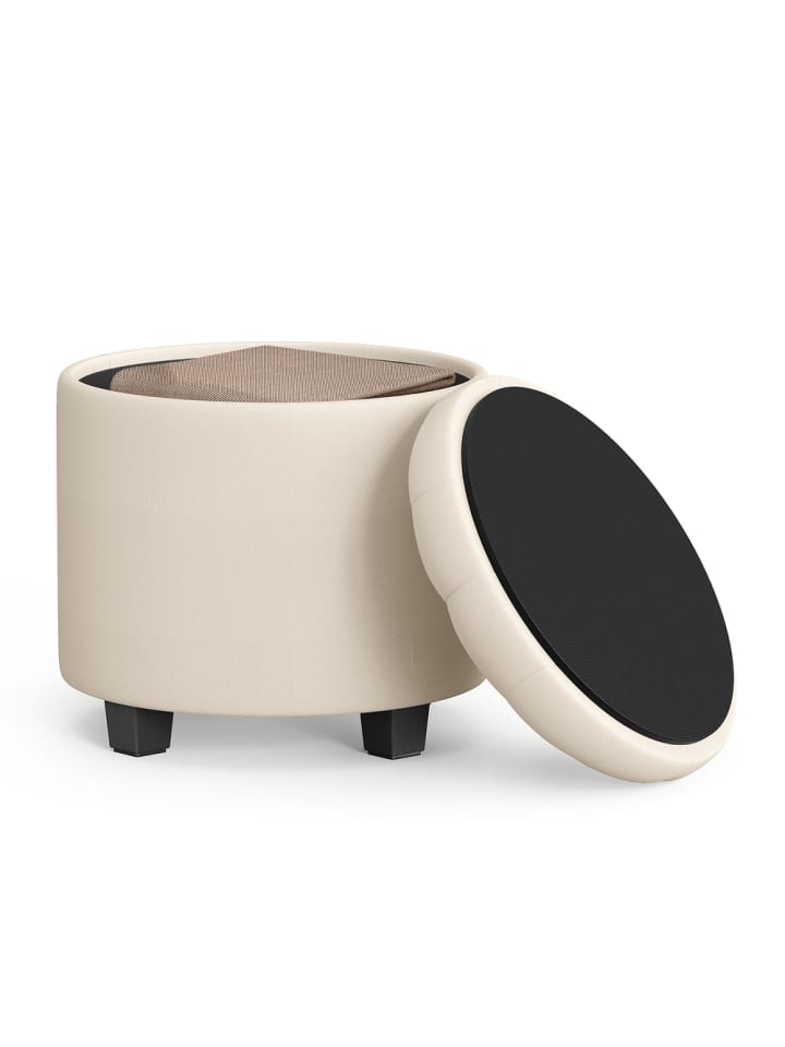 Sitzhocker Maceo in Hellbeige - (B)45 x (H)44.5 x (T)45 cm