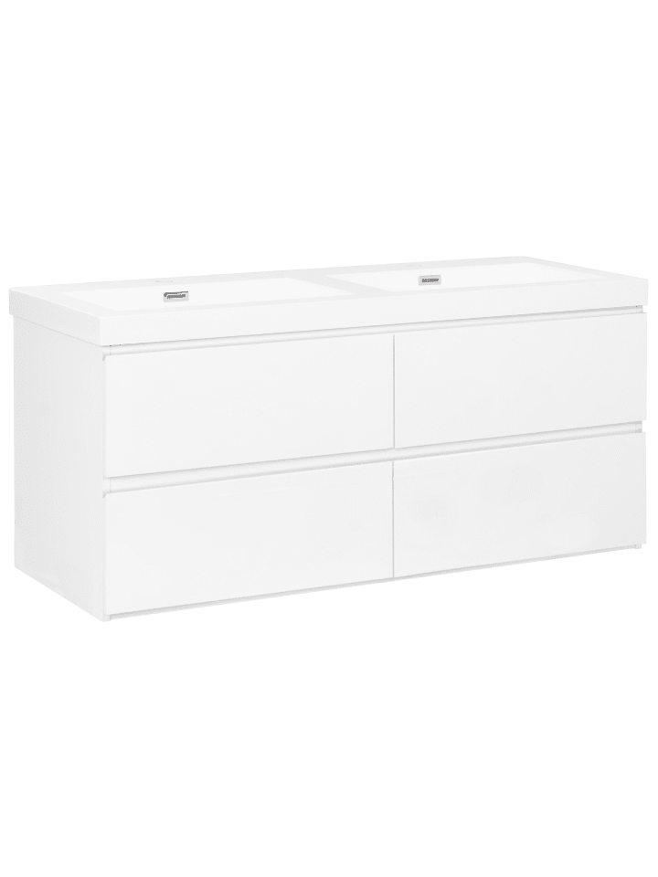 2-tlg Badezimmerschrank mit Waschbecken CARDIEL in Weiß