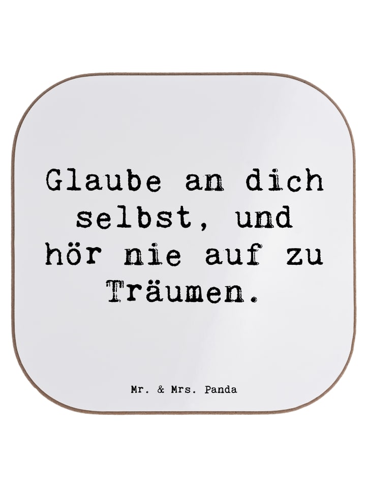 Glas-Untersetzer Spruch Glaube an sich selbst m... in Weiß