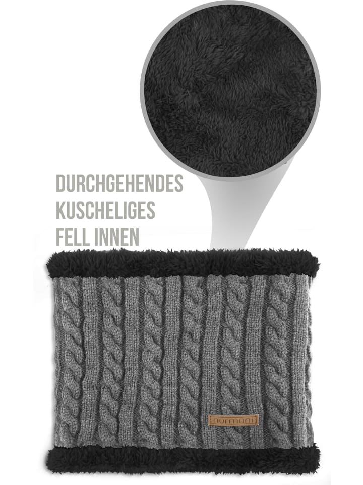 Winter-Fellschal Kebili in Grau/Schwarz