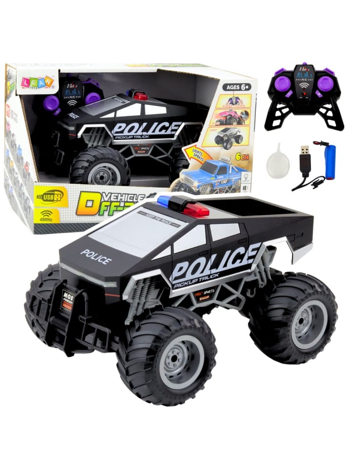 Offroad RC Polizeiauto Ferngesteuert Schwarz 1:16