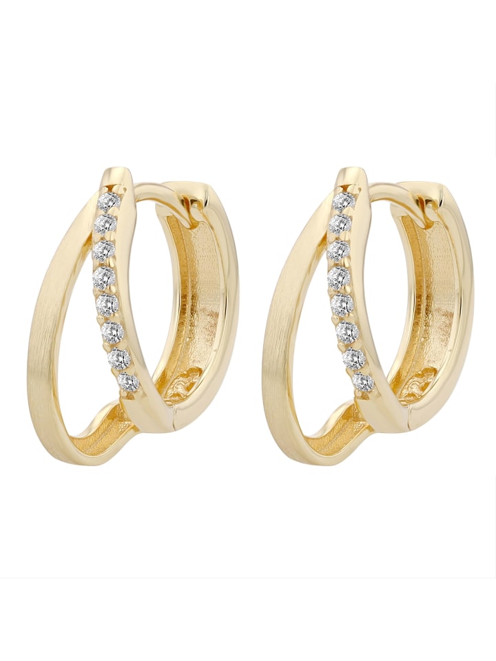 Damen Creolen aus 925 Silber mit Zirkonia in gold