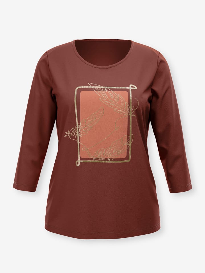3/4-Arm-Shirt in rotbraun-papaya